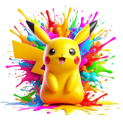 Color Drip Pikachu Colorful DTF (direct-to-film) Transfer