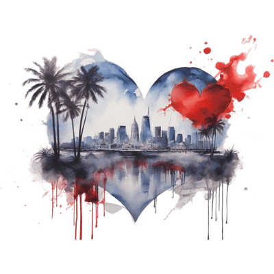 Color Drip Reflection Heart in a Heart DTF (direct-to-film) Transfer