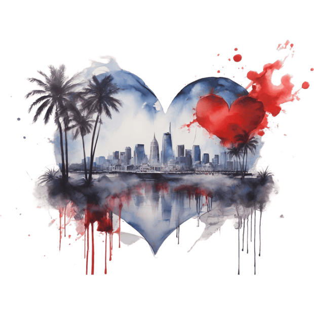 Color Drip Reflection Heart in a Heart DTF (direct-to-film) Transfer