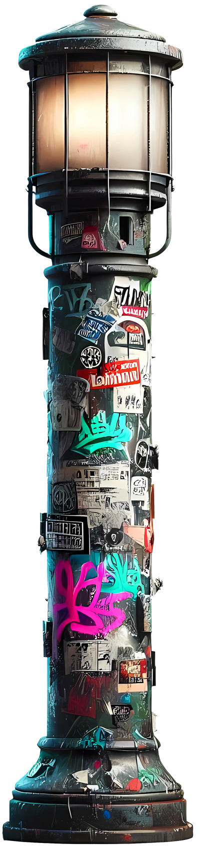 Color Drip Retro Style Street Lamp DTF (direct-to-film) Transfer)