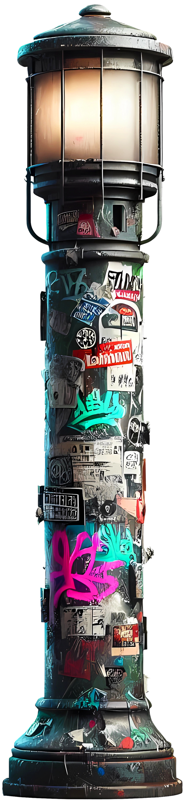 Color Drip Retro Style Street Lamp DTF (direct-to-film) Transfer)