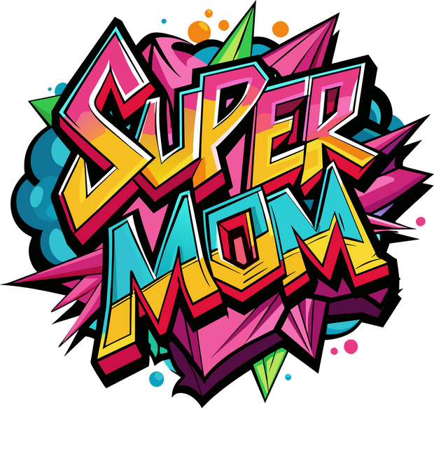 Color Drip Retro Super Mom Colorful DTF (direct-to-film) Transfer