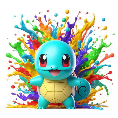 Color Drip Squirtle Colorful DTF (direct-to-film) Transfer