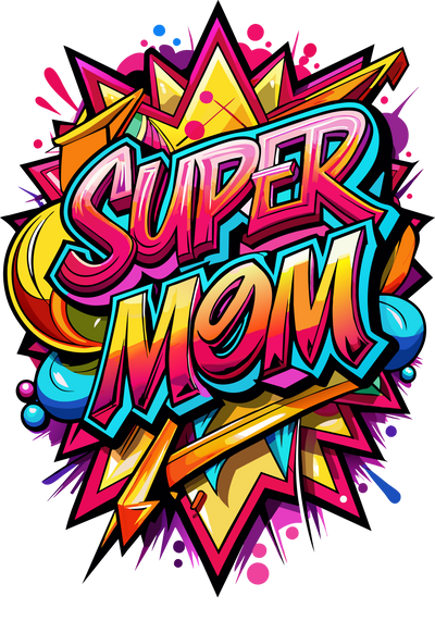 Color Drip Super Mom Multicolored DTF (direct-to-film) Transfer