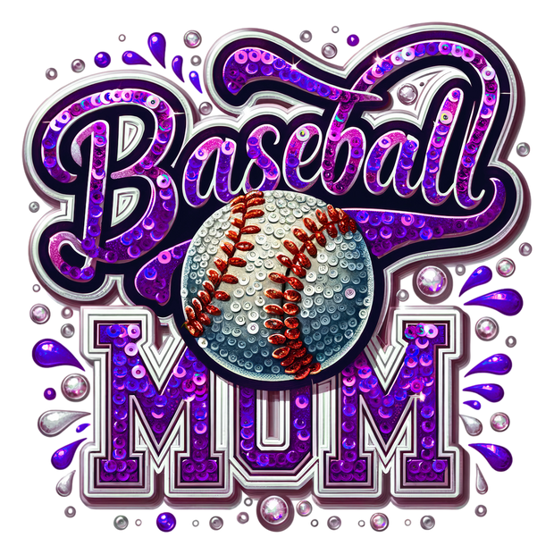 Colordrip Baseball Mom in Purple DTF (direct-to-film) Transfer