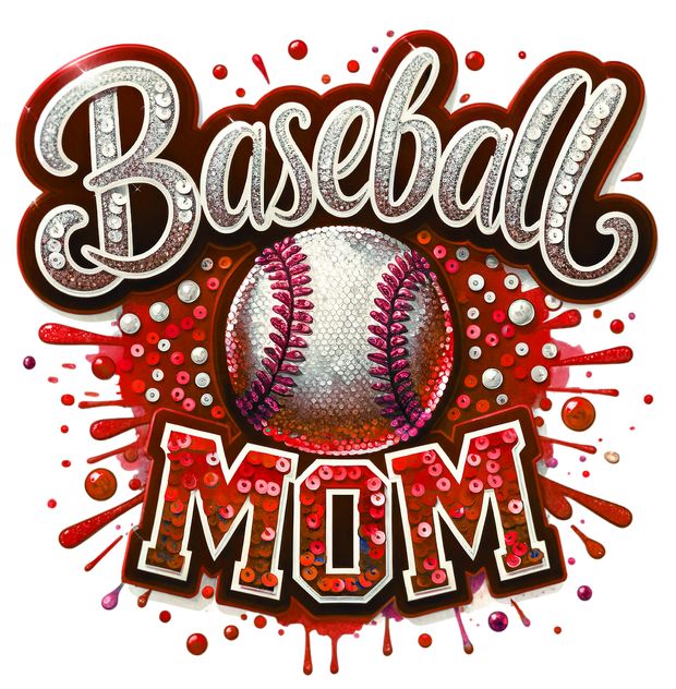 Colordrip Baseball Mom in Red DTF (direct-to-film) Transfer