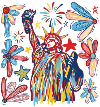 Colorful Statue of Liberty DTF (direct-to-film) Transfer