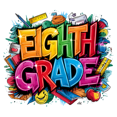 Colorful & Bright Eighth Grade DTF (direct-to-film) Transfer