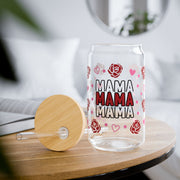 Mama Red Roses and Pink Hearts 16 oz UV DTF Libby Cup Wrap