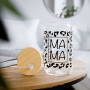 Mama Stacked with Leopard Print 16 oz Libbey Glass Can Wrap