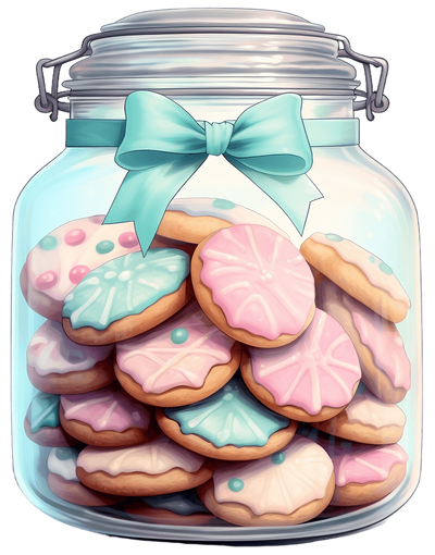 Cookie Jar With Pastel Bow DTF (direct-to-film) Transfer