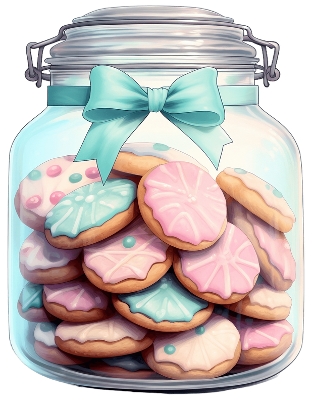 Cookie Jar With Pastel Bow DTF (direct-to-film) Transfer