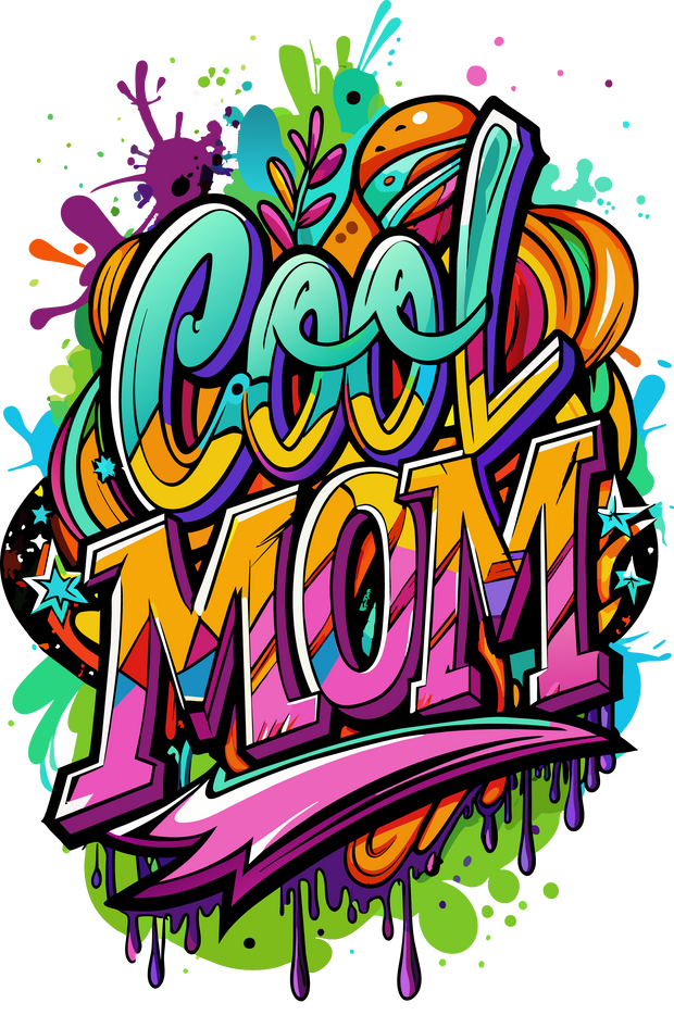 Cool Mom Purple Color Drip DTF (direct-to-film) Transfer