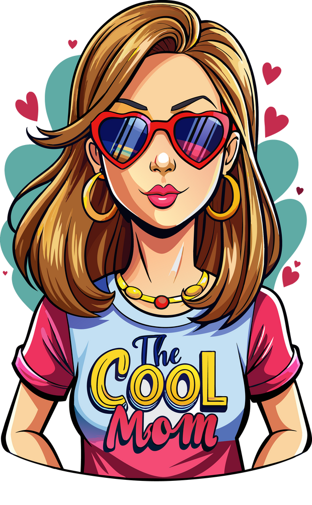 Cool Mom in Heart Shades DTF (direct-to-film) Transfer