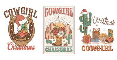 Cowgirl Christmas-Western Boots 16oz UV DTF Libby Cup Wrap