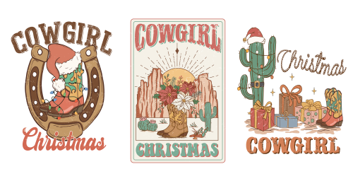 Cowgirl Christmas-Western Boots 16oz UV DTF Libby Cup Wrap