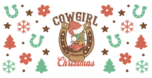 Cowgirl Christmas 16oz UV DTF Libby Cup Wrap