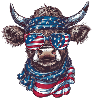 Cow with USA Scarf DTF (direct-to-film) Transfer