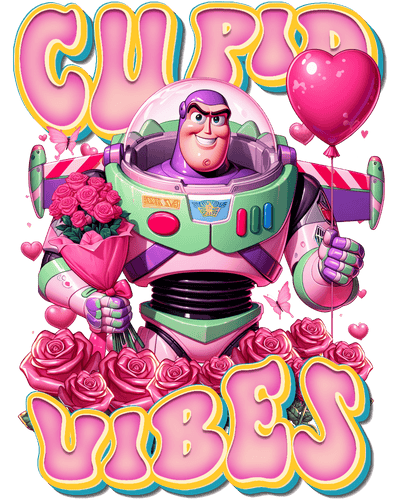 Cupid Vibes Valentine Buzz Lightyear DTF (direct-to-film) Transfer