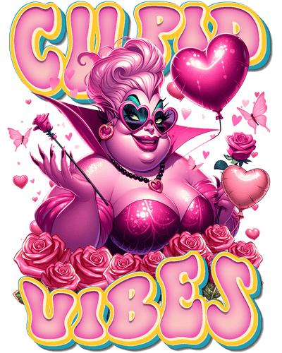 Cupid Vibes in Pink Ursula DTF (direct-to-film) Transfer