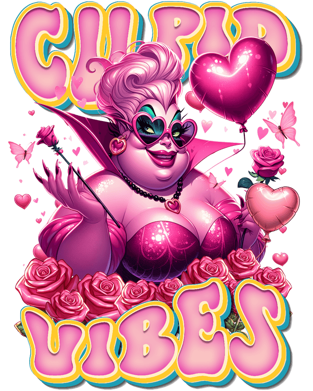 Cupid Vibes in Pink Ursula DTF (direct-to-film) Transfer