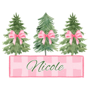 Personalized Christmas Trees with Pink Bows (direct-to-film) Transfer