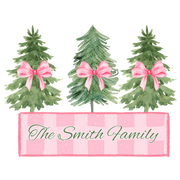 Personalized Christmas Trees with Pink Bows (direct-to-film) Transfer