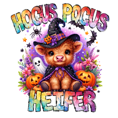 Cute Calf Hocus Pocus Heifer Halloween DTF (direct-to-film) Transfer