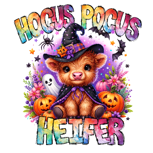 Cute Calf Hocus Pocus Heifer Halloween DTF (direct-to-film) Transfer