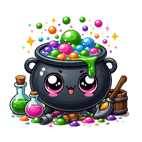 Cute Cauldron With Potion Halloween DTF (direct-to-film) Transfer