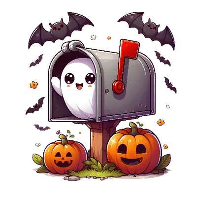 Cute Ghost In Mailbox Halloween DTF (direct-to-film) Transfer