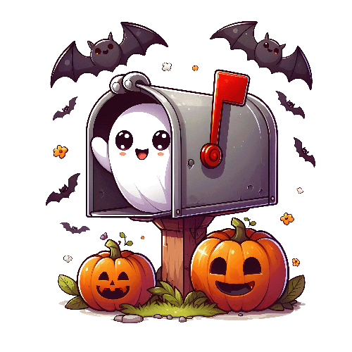 Cute Ghost In Mailbox Halloween DTF (direct-to-film) Transfer