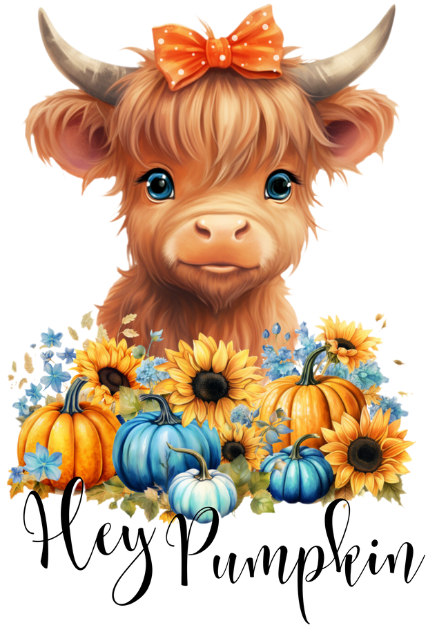 Hey Pumpkin Cow DTF (direct-to-film) Transfer