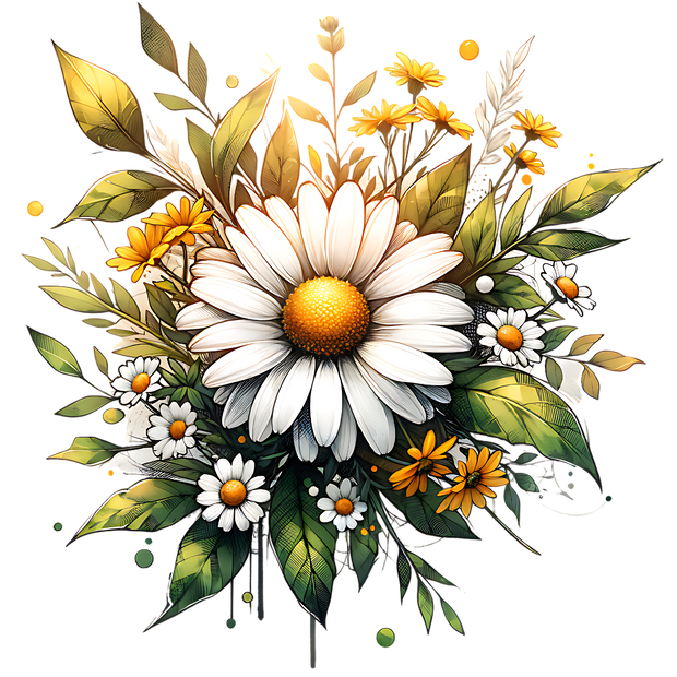 DAISY CLIPART CLUSTER DTF (direct-to-film) Transfer