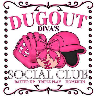 DUGOUT DIVAS CLUB Pink Softball DTF (direct-to-film) Transfer