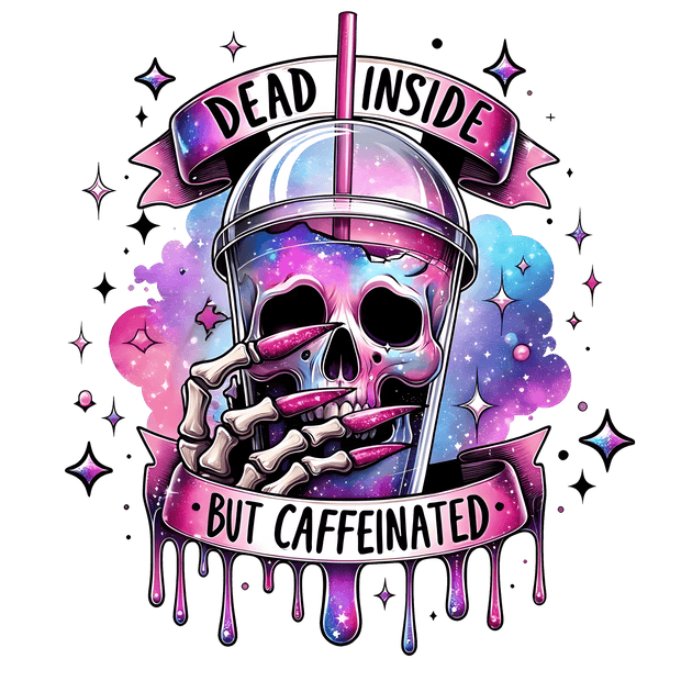 Dead Inside Color Drip Cup DTF (direct-to-film) Transfer