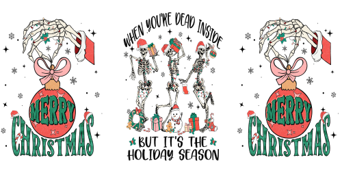 Dead Inside but Jolly AF Skull Christmas 16oz UV DTF Libby Cup Wrap