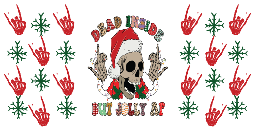 Dead Inside but Jolly AF Skull Christmas 16oz UV DTF Libby Cup Wrap