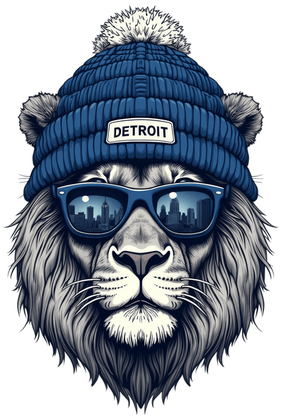 Detroit Lion in Beanie DTF (direct-to-film) Transfer