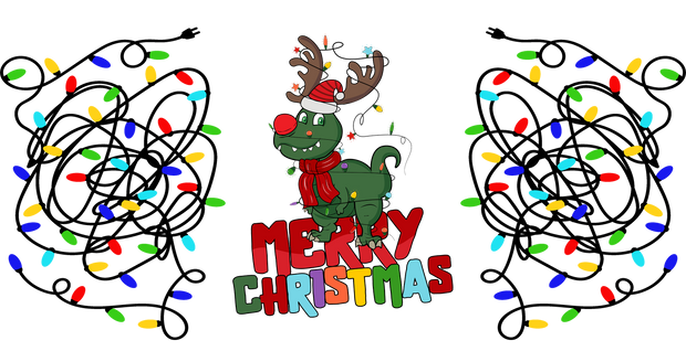 Dinosaurs Funny Merry Christmas-animal Christmas-Cartoon Christmas-Christmas Tree-Snowman Christmas 16oz UV DTF Libby Cup Wrap