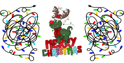 Dinosaurs Funny Merry Christmas-animal Christmas-Cartoon Christmas-Christmas Tree-Snowman Christmas 16oz UV DTF Libby Cup Wrap