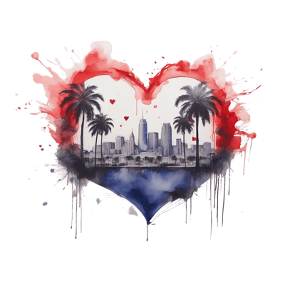 Distressed Heart Colordrip & Palms DTF (direct-to-film) Transfer