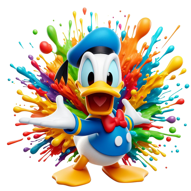 Donald Duck Color Drip Splatter DTF (direct-to-film) Transfer