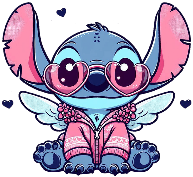 Dressed in Pink Stitch Cupid Valentine DTF (direct-to-film) Transfer