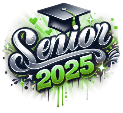 Dripping Senior 2025 Airbrushed Green and Gray DTF (direct-to-film) Transfer