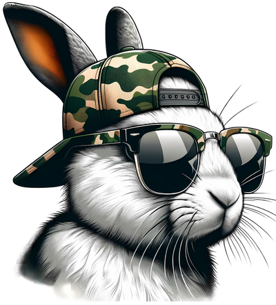 Easter Bunny Black And White With Cami Hat  DTF (direct to film) Transfer