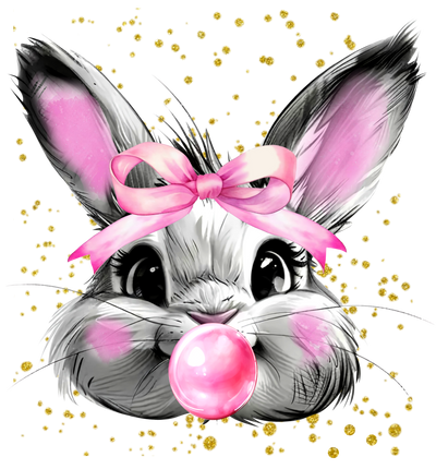 Easter Bunny Glitter Brushstroke With Bubble DTF (direct to film) Transfer