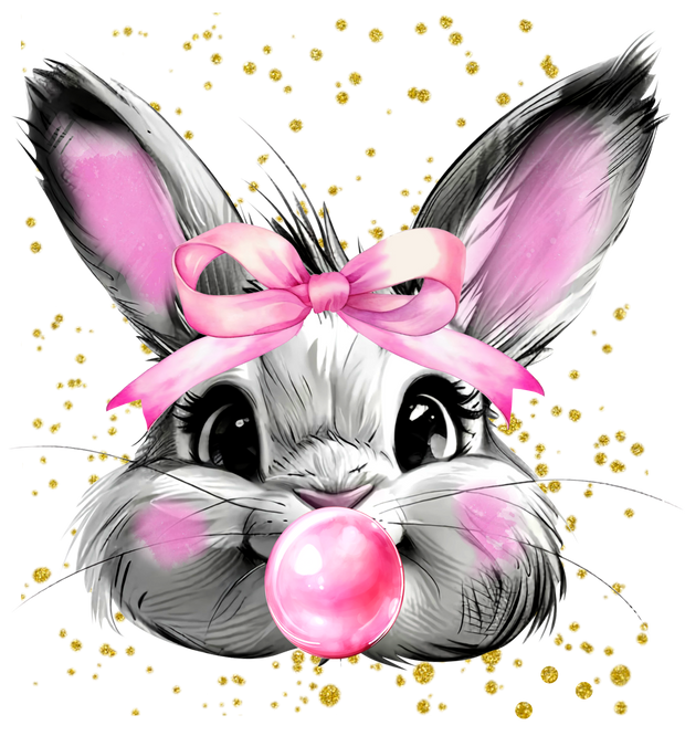Easter Bunny Glitter Brushstroke With Bubble DTF (direct to film) Transfer