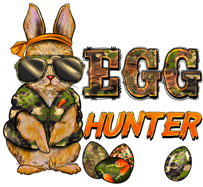 Easter Egg Hunter Bunny In Camo  DTF (direct to film) Transfer