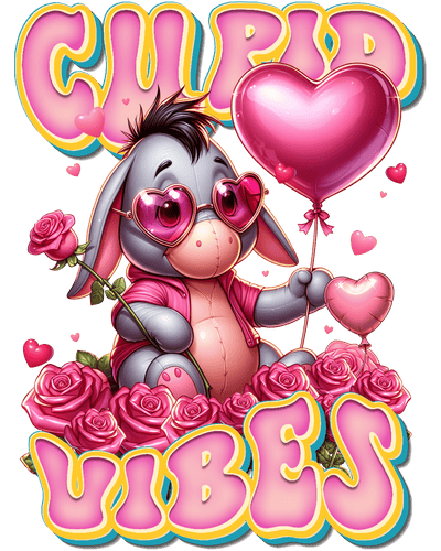 Eeyore in Pink Valentine DTF (direct-to-film) Transfer
